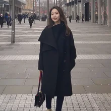 Женский Тренч, осень и зима, Новое Женское шерстяное пальто, рукав летучая мышь, высокий воротник, четыре цвета, длинное шерстяное пальто
