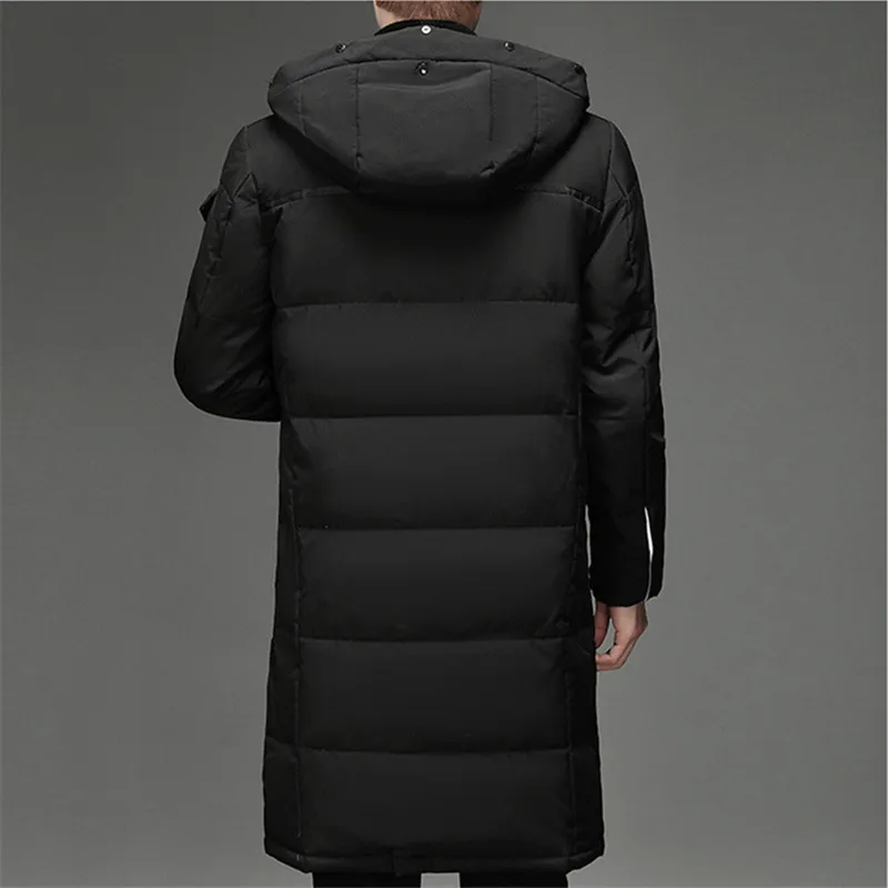 New Winter White Duck Down Jackets Men Hooded Long Winter Coat Men Thick Warm Fashion Down Coat Mens Brand Parka Plus Size 5XL