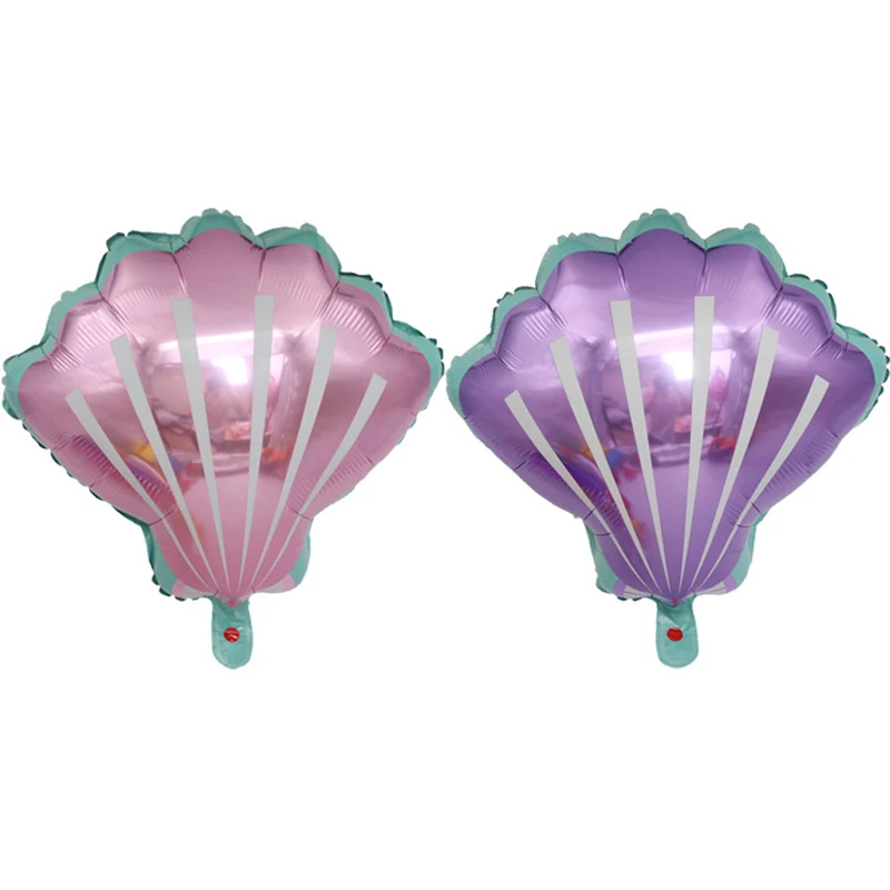 

10pcs New Pink purple baby shower girl wedding air balloons hawaii shell foil balloons Mermaid birthday party decoration sea Toy
