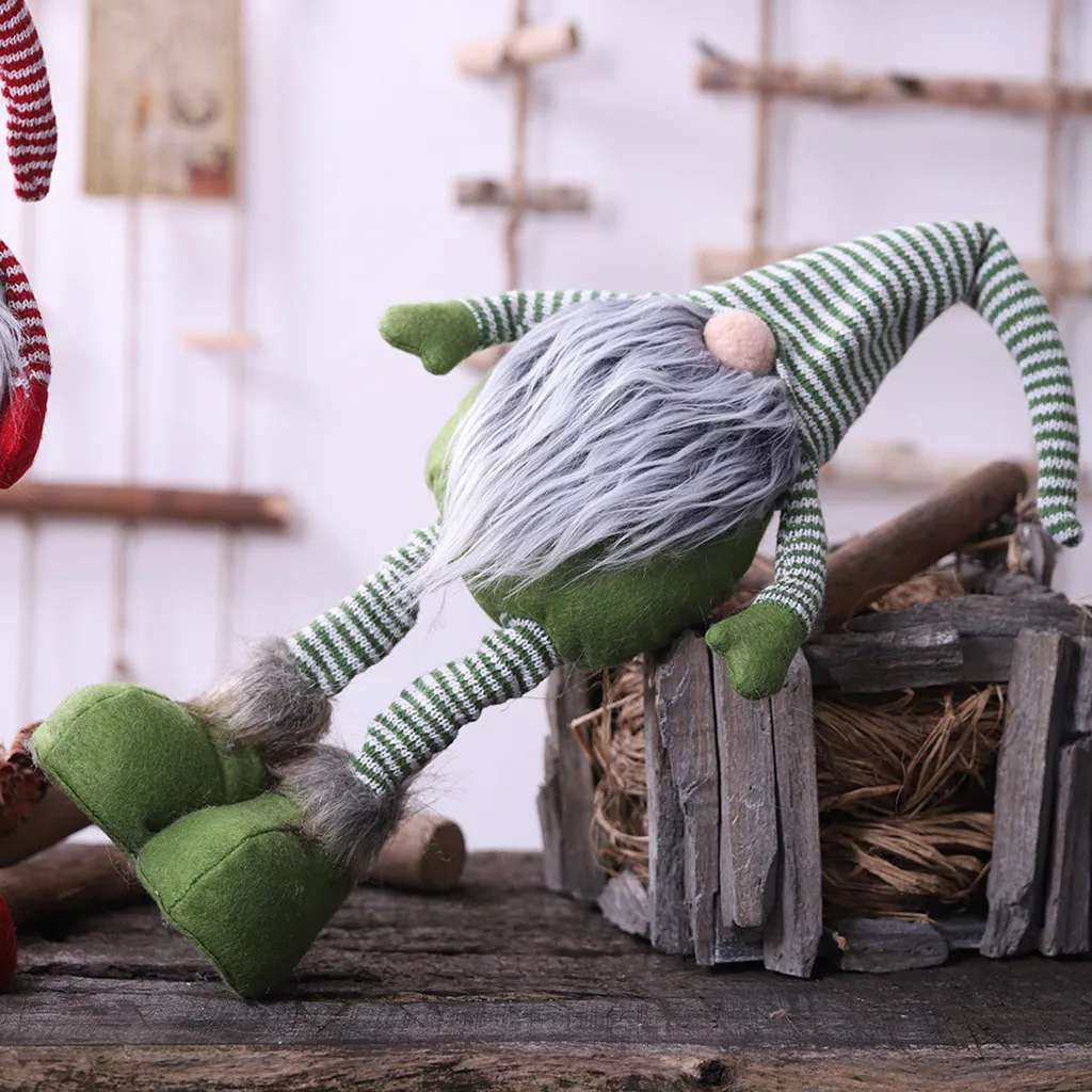 Рождественская Длинная нога шведский Санта гном плюшевая кукла Орнамент Ручной