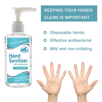 

60ML Portable No-wash quick-drying Dvanced Hand Sanitizer Soothing Gel Press type No contact hand soap Prevent bacteria Home