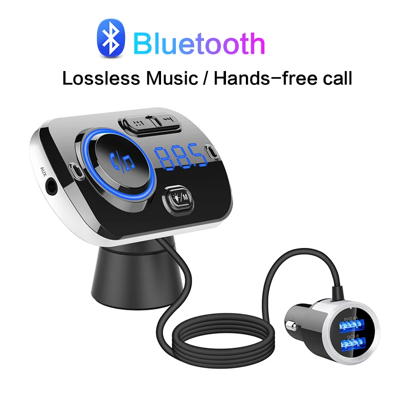 Автомобильный Bluetooth MP3-плеер fm-передатчик с громкой связью USB быстрое зарядное устройство Громкая связь вызов автомобиля атмосферные огни