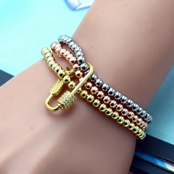 

2020 New Cupid Love Pin Screw Buckle and 3 Color Beads with Bracelets&Bangles Woman Personality Jewelry Gift