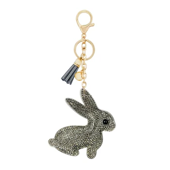

Cute Child Small Gift Rhinestone Bunny Keychain Pendant New Korean Flannel Fresh Tassel Bag Charm