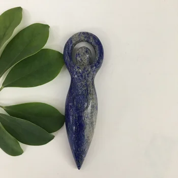 

Z Natural Lapis Lazuli Crystal Hand Carved Angel Goddess Statue Figurine Wand Point Wicca Healing