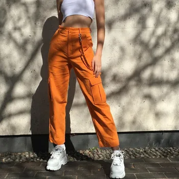 

2019 Women Corduroy Cargo Pants Vintage Autumn Winter Casual Thicken Warm High Waist Loose Pleated Multi-pocket Trouser Street