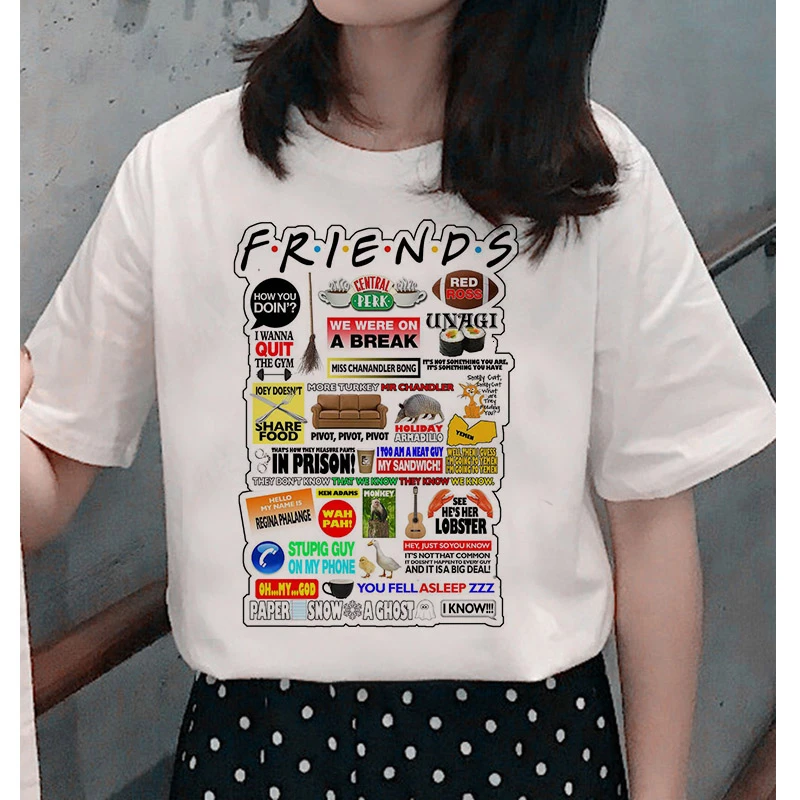 Футболка friends tv show, футболка, топ, футболка, женская, femme ulzzang, Футболка Harajuku, повседневная, винтажная, с принтом, Забавная девушка - Цвет: 1286