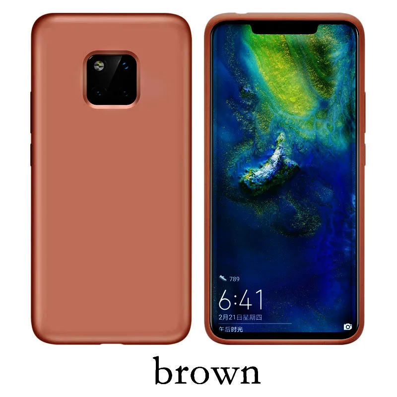 Роскошный жидкий силиконовый чехол на защитная для телефона хуавей huawei p20 p30 lite mate 20 30 lite pro p smart чехол s чехол противоударный защитный смартфон - Цвет: Коричневый