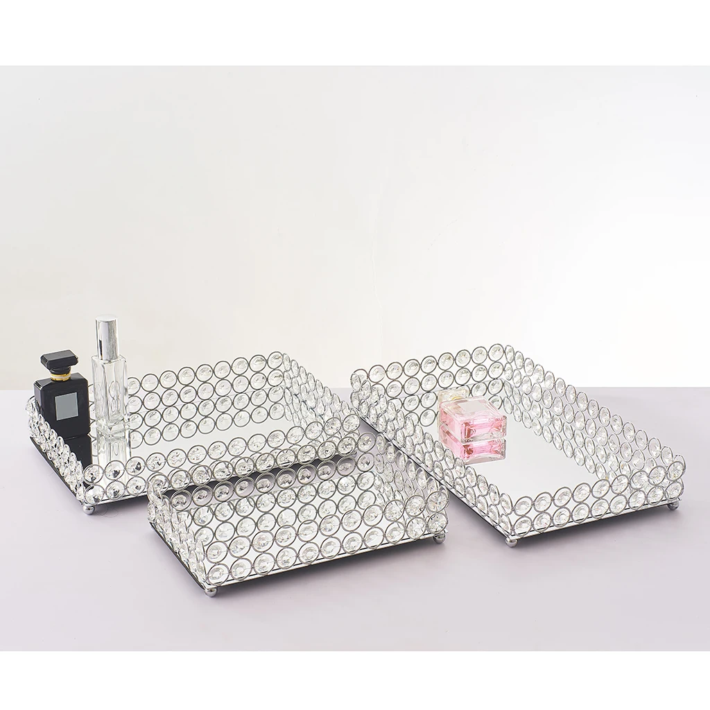 Mirrored Vanity Tray Jewelry Cosmetic Perfume Bottle Decorative Tray Tray