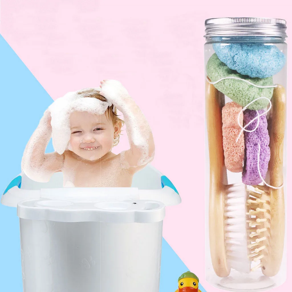 Konjac Bath Scrub Sponge Brush Biodegradable Set For Baby Shower Bathroom Brush Reusable Cleanin