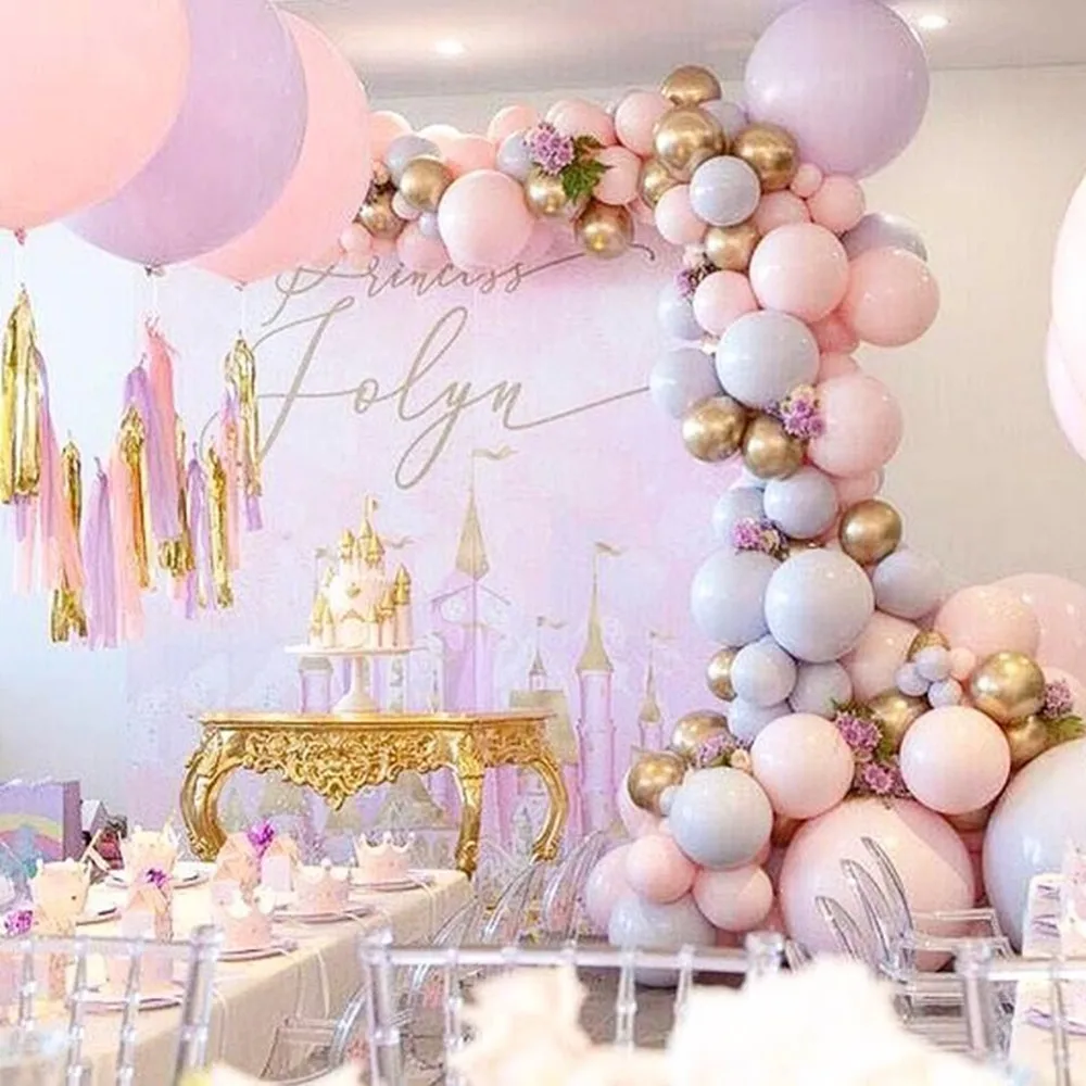 Ballons Pastels Macaron Rose Violet Or Argent 108 Pieces 5 10 12 Pouces Metallise Fournitures De Decoration De Fete D Anniversaire De Princesse Pour Filles Aliexpress