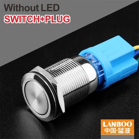 Without LED Plug 19 мм 3A вкл/выкл Тип антивандальный мгновенный Электрический кнопочный переключатель Водонепроницаемая кнопка переключателя 120v - Цвет: Without LED Plug