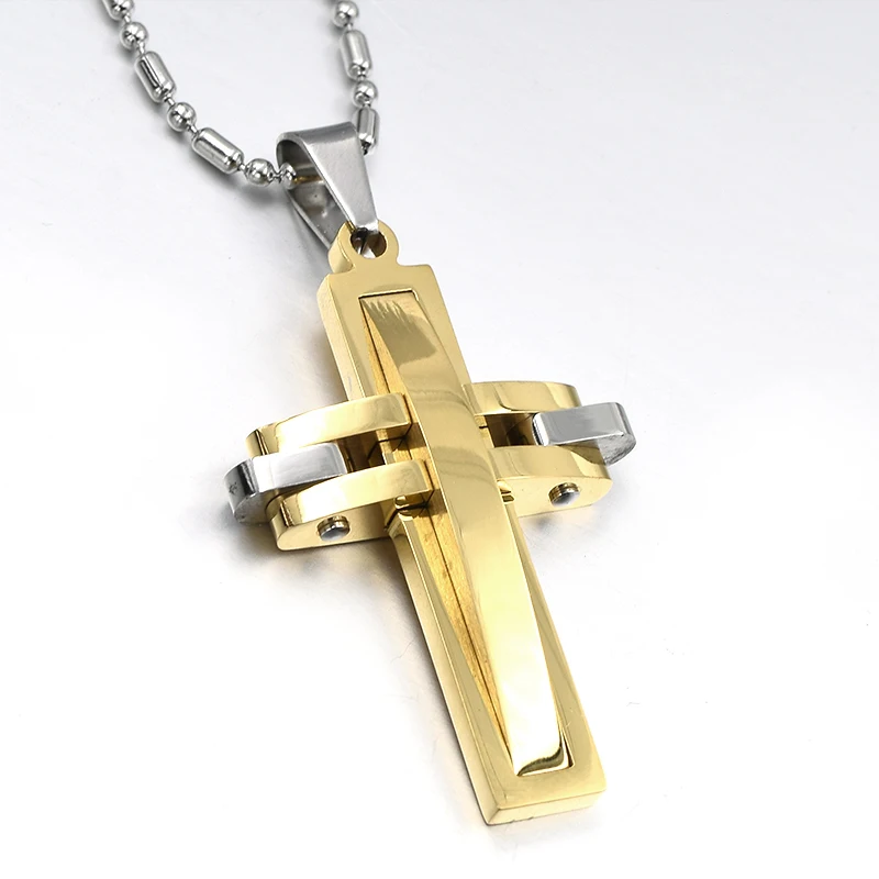 gold GOKADIMA bijoux, модное металлическое ожерелье из нержавеющей стали 316l с кулоном в виде Креста для мужчин и женщин, ювелирные изделия, WP313 - Окраска металла: gold