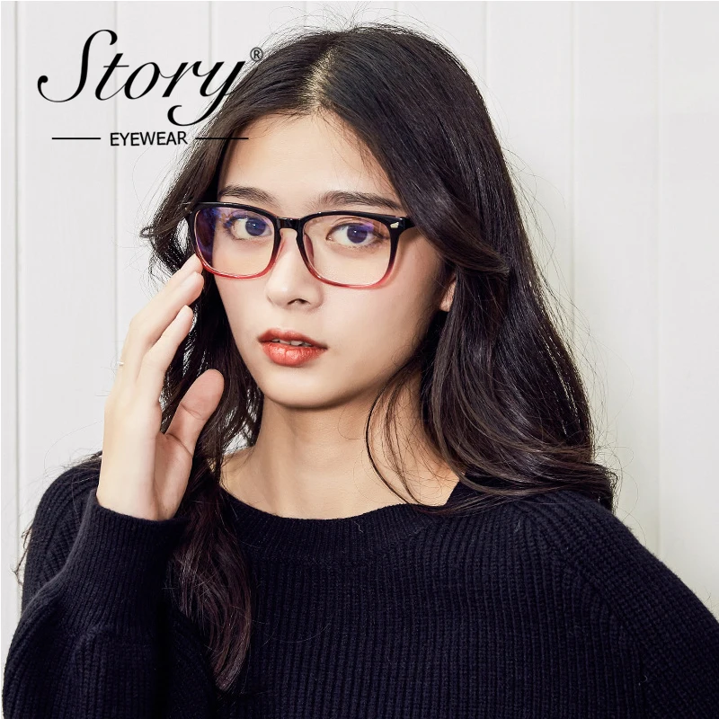 

Story Anti Blue Glasses women men Square Computer Eyewear 2020 Blue Light Coating Gaming Working Glasses UV400 Eyeglasses P8082H