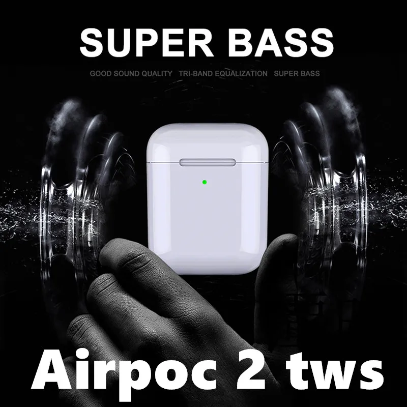 2019 newest AIrpoc 2 wireless bluetooth earphone with GPS Positioning & Name Change Smart Sensor Super Clone Best version