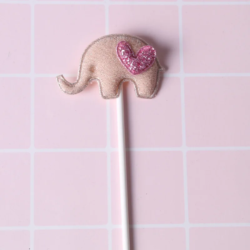 5 шт. Розовое Сердце Звезда розового золота корона повара Топпер милый блеск слон кекс декор для торта декор для вечеринки в честь Дня рождения поставки - Цвет: Elephant