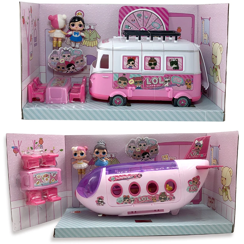 

LOL Surprise Original Airplane Toy Play House Lols Dolls Anime Figures Plane Model Collection DIY Toy Chidren Girl Birthday Gift