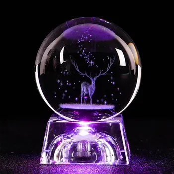

3D Engraved Galaxy 6cm Solar System Crystal Lamp Night Light Luminous Craft Glass round Sphere Home office table Decor lamp Gift