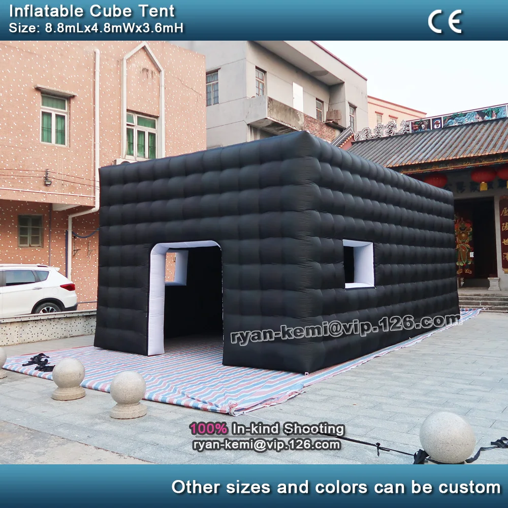 Giant Inflatable Cube Tent Black 8.8m Dome Igloo Lawn Blow Up Air Roof House Room Marquee Cover For Outdoor Party Events 2