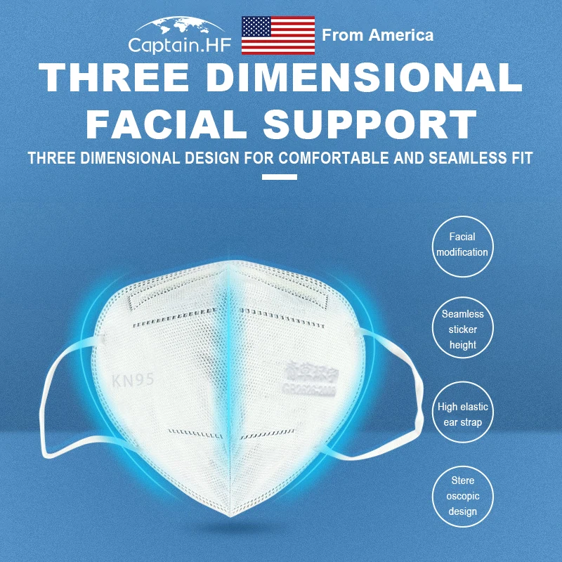 

US Captain 10PCS/BOX Disposable Protective KN95 Mask Children + Adults Five-layer PM2.5 Folding Mask Passed Certification, Face