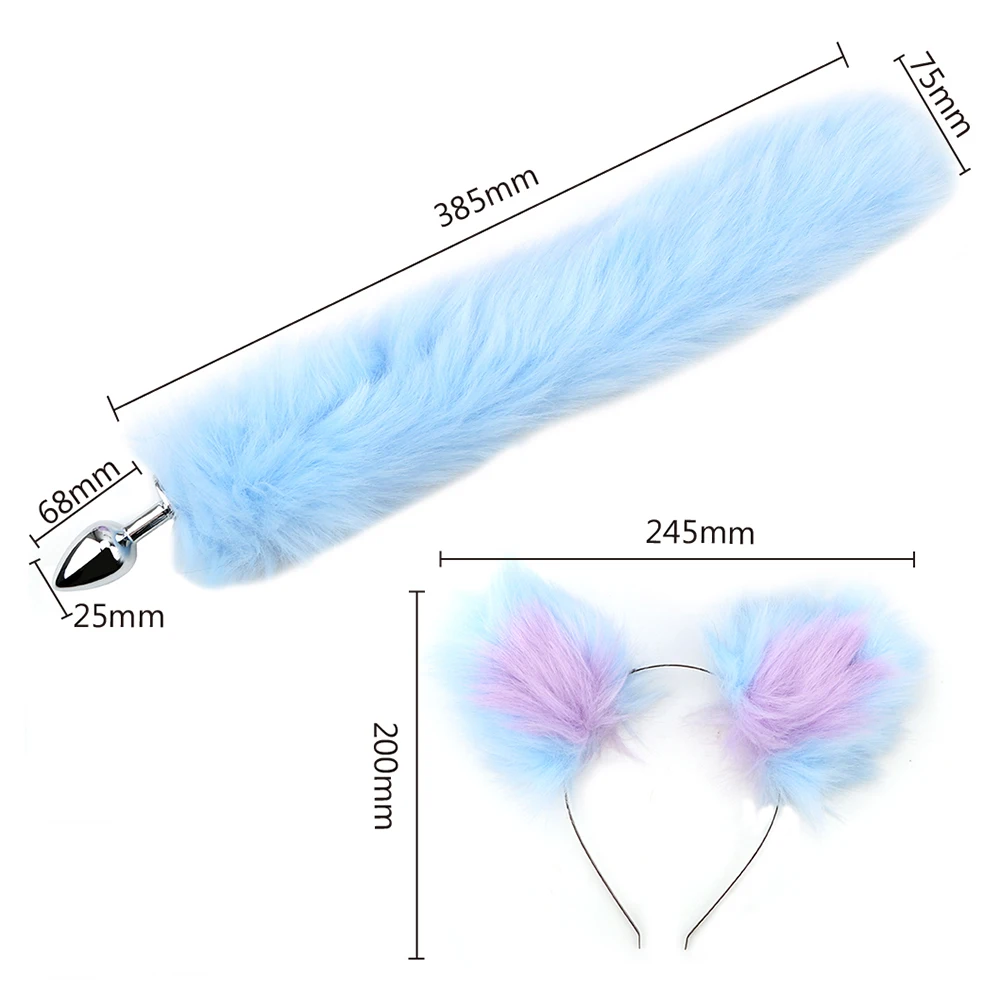 Massaggiatore Smooth Prostate Touch Plug anale Giocattoli sessuali per donne Uomini Coppie con orecchie di gatto Fasce Coda di volpe M_voghion.com