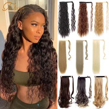 

TALANG 24” Corn Curly Long Ponytail Synthetic Hairpiece Wrap Around on Clip Hair Extensions for Women Hair