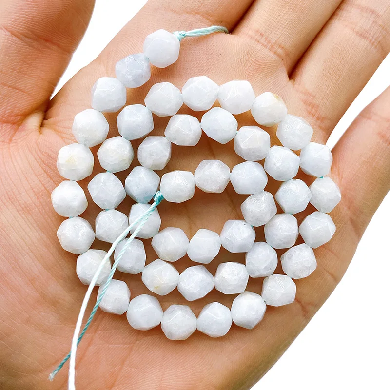 

Natural Gem Sky Blue Royalblue Big Faceted Round Loose Spacer Stone Bead For Jewelry Making DIY Bracelet Accessories 6/8/10/12mm