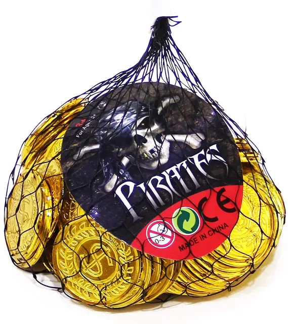 Pirate Gold Coins Plastic Set Gold Treasure Chest Coins for Play Favor Pirate Party Treasure Hunt Game Prize Kids Praise Toys 4