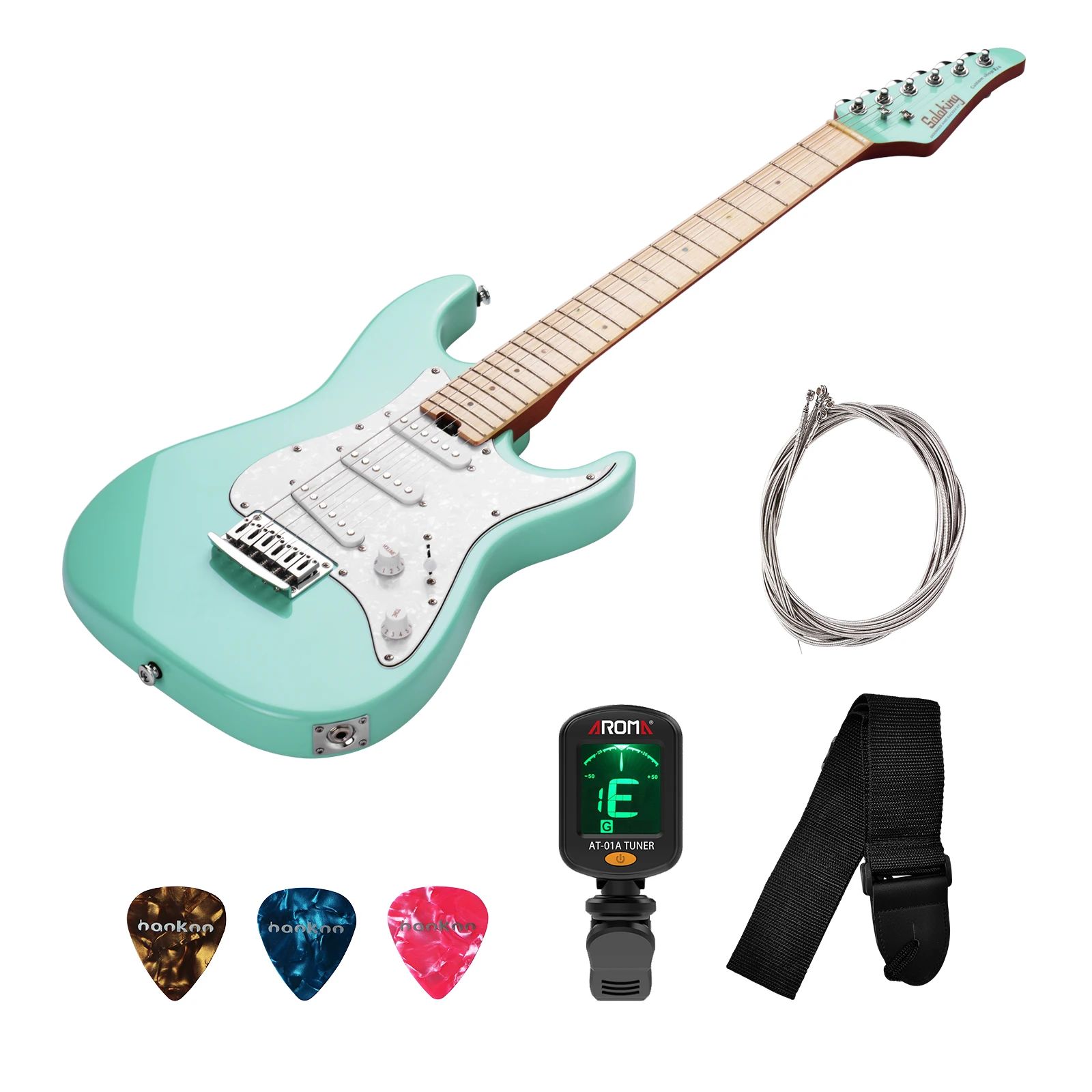 Mini 2/4 Right Handed Bolt-on Electric Guitar Alder Body Maple Neck Fingerboard White Pearl Guard Plate for Kid with Accessaries | Спорт и