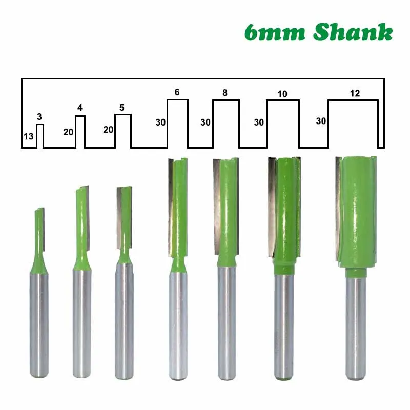 

Woodworking Cutter 7pcs Set 6mm Shank Hard Alloy Single-Edged Double-Edged Straight Cutting Tools Trimming Machine Cutter Head