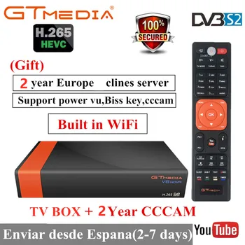 

Gtmedia v8 nova DVB-S2 FTA Satellite Receiver Freesat v8 with 2 year Europe Cccam lines Support H.265 Built-in WiFi free tv box