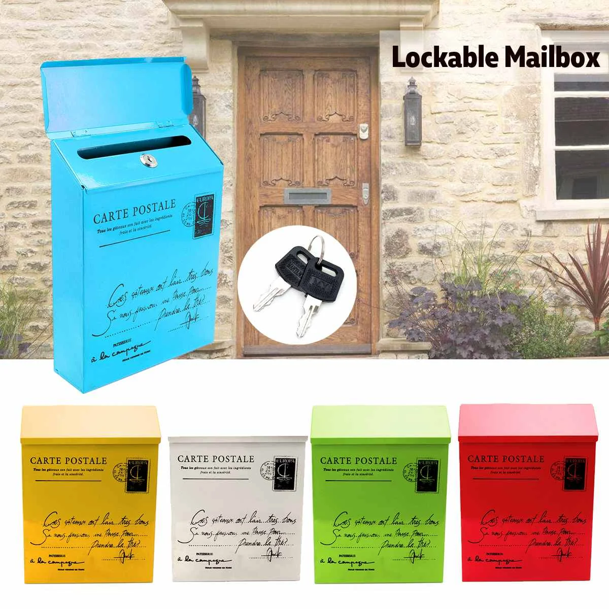 Водонепроницаемый открытый металлический почтовый ящик для писем настенный запираемый 2 ключа почтовый ящик