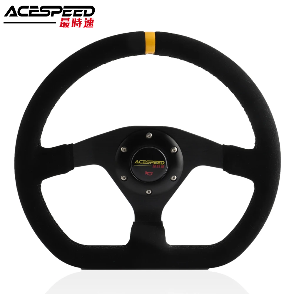 

12.5Inch 320m Steering wheel Racing drift Whole Suede Leather Steering Wheel Aluminum frame black