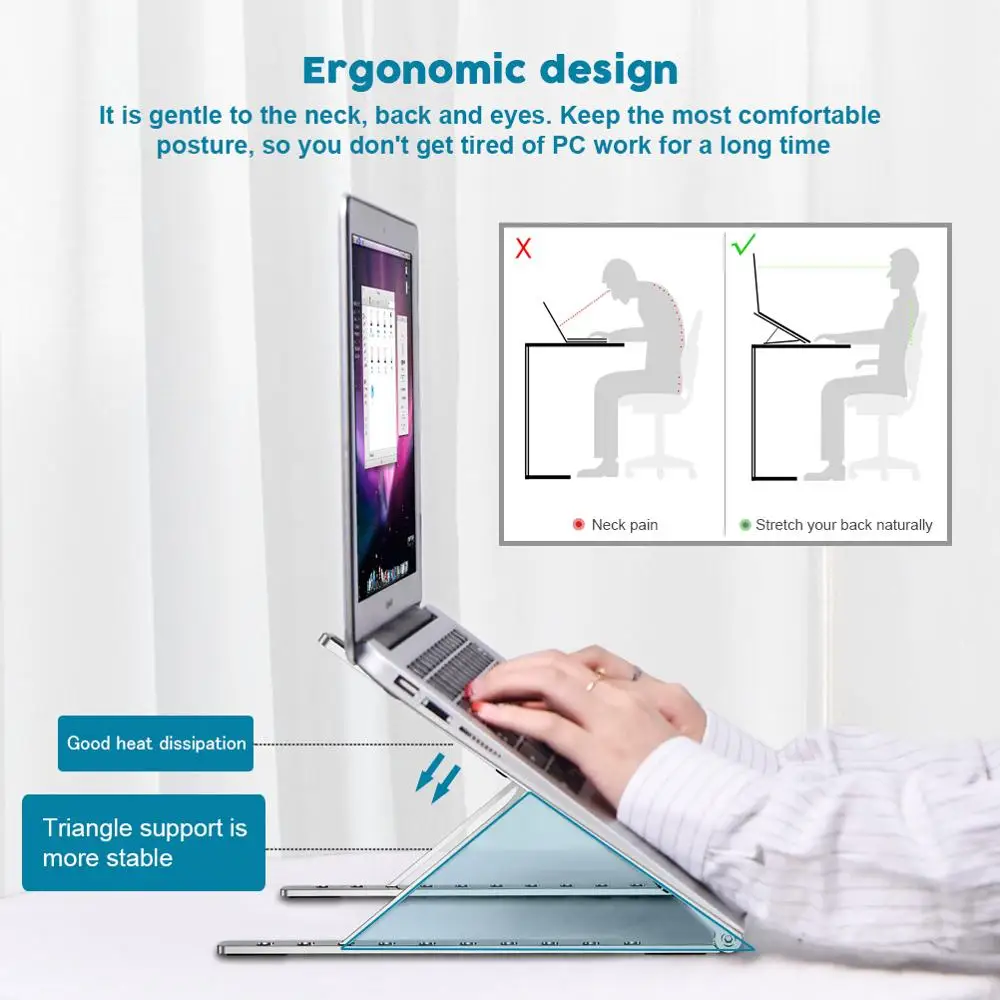 Laptop stand for iOS, Windows systems. 13-inch, 15.6 notebooks in all sizes. Suitable for Mac Dell Various models of computers