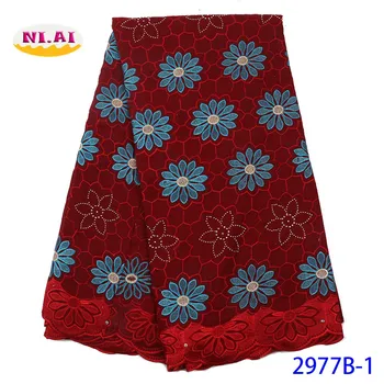 

NIAI Nigerian Swiss Cotton Voile Lace In Switzerland African Lace Fabric 2019 High Quality With Stones For Sew Party XY2977B-1