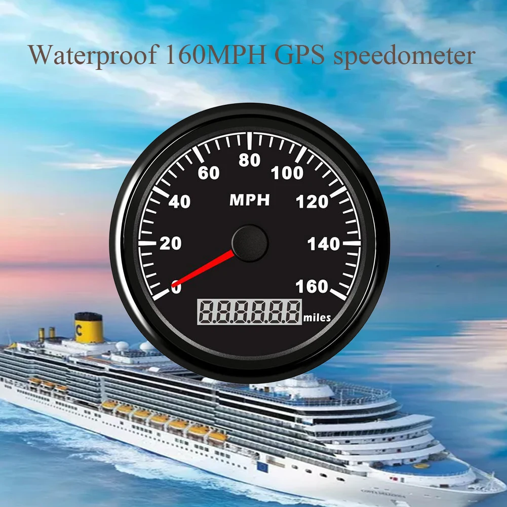 

0-160MPH GPS Speedometer Universal Waterproof Black Motorcycles Round Truck Stainless Steel Durable Digital Gauges Odometer Car