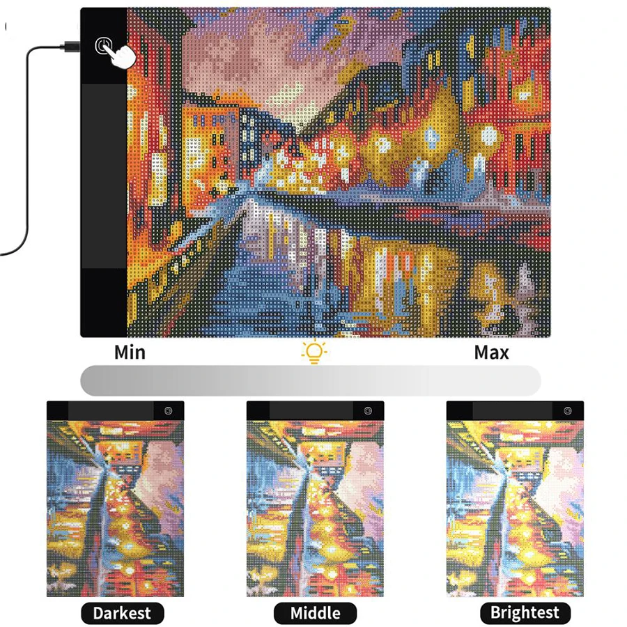 A5/A4/A3 Drawing Tablet Board USB Powered Dimmable LED Light Pad For Drawing, Tracing, Diamond Painting Accessories Pen Stand Tray