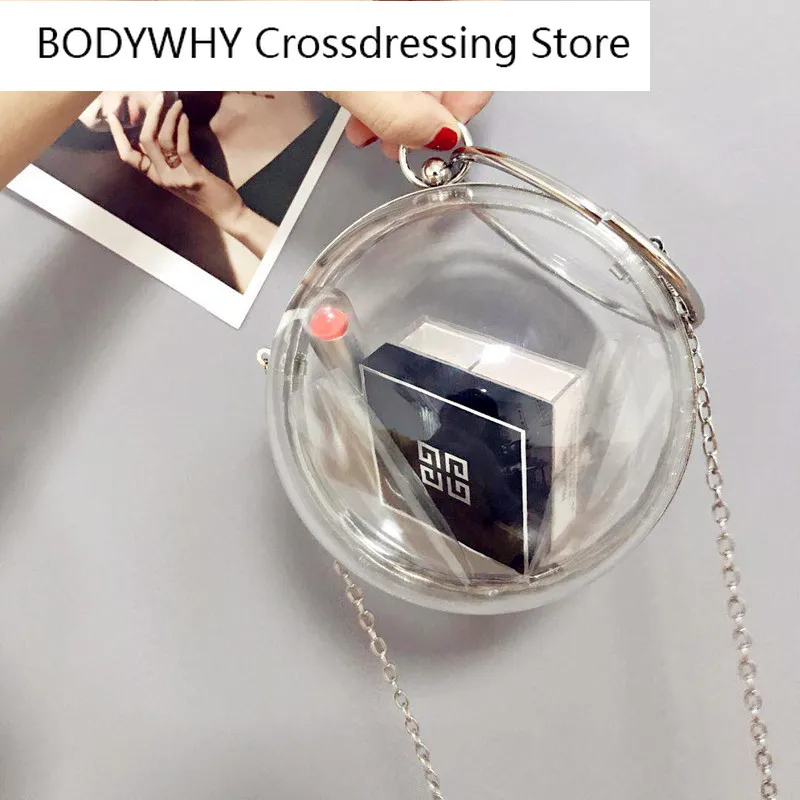 

The New Portable Tide Brand Wild Ball Ins Transparent Bag Female Net Red with The Same Paragraph Messenger Chain Mini Bag