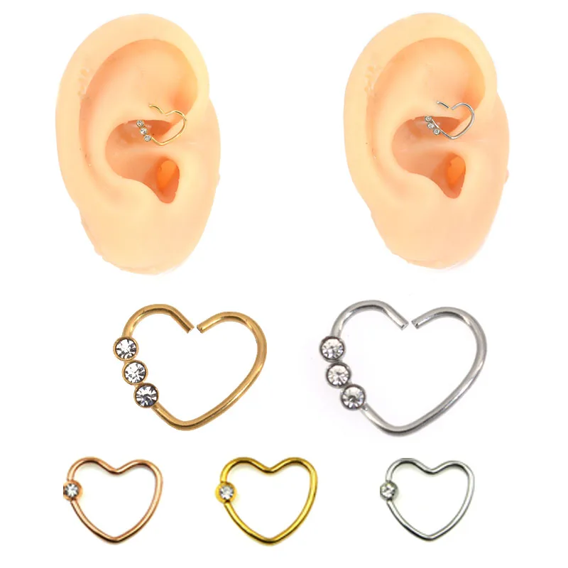 1Pc mm Surgical Steel Daith Heart Cartilage Tragus