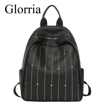 

2020 New Fashion Soft Backpack Women Back Bag High Quality Split Leather Travel Backpack Rivet Decoration Women Backpack