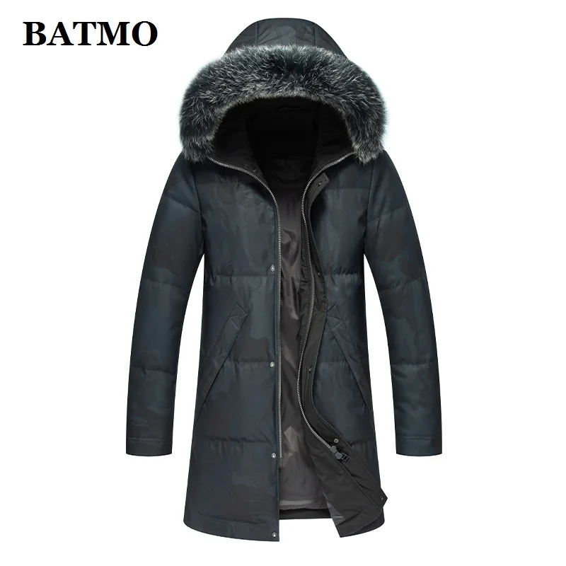 BATMO Новое поступление 90% белые куртки с капюшоном на утином пуху мужские камуфляжные Пуховики с воротником из лисьего меха, большие размеры 9021 - Цвет: screen