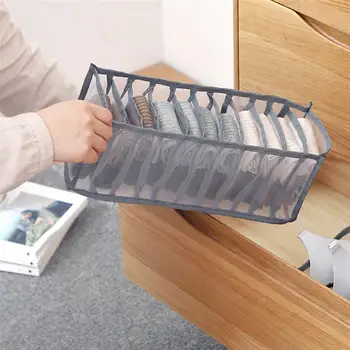 

1Pc Compartments Clothes Storage Box Underwear Storage Box (Blue and Grey)