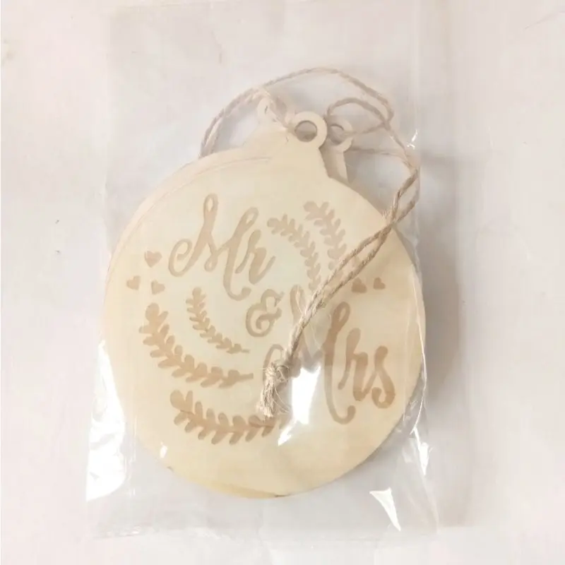3pcs/set Mr& Mrs Wooden Hanging Pendant Christmas Tree Ornaments DIY Wedding 634E