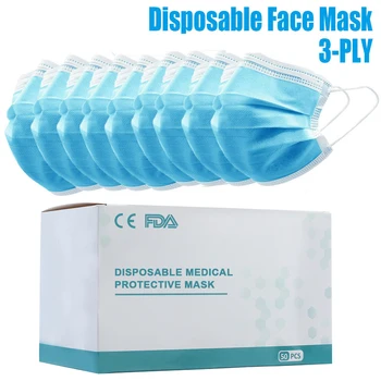 

50/100pcs 3-ply Anti-dust Disposable Salon Earloop Face Mouth Masks White Safety Masks Adult PM2.5 Influenza Bacterial One Time