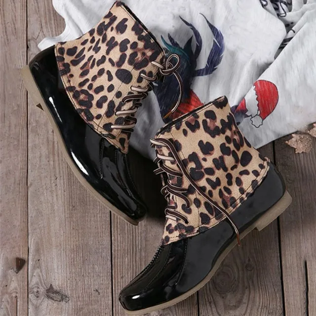 womens leopard print duck boots