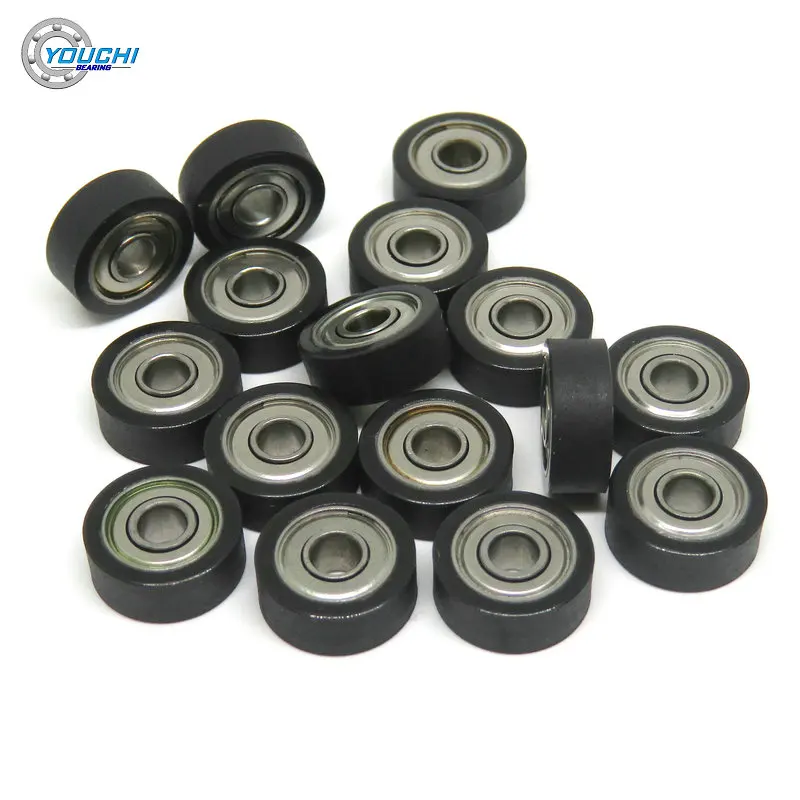 10pcs PU68412-4 PolyUrethane Coated Roller with 684ZZ Bearing 4x12x4mm Miniature PU Cover Furniture Guide Pulley 4*12*4