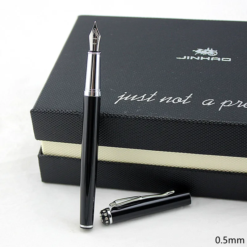Jinhao 301 гладкий черный белый дополнительный тонкий наконечник 0,38 перьевая ручка Роскошные Металлические чернильные ручки для подарка офисные принадлежности канцелярские принадлежности