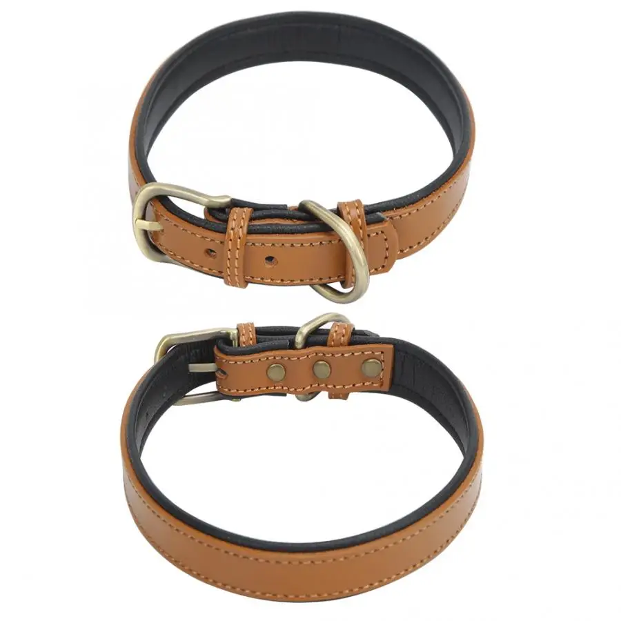 Pet Collar Light Brown Metal Buckle Head Pet Collar Neck Strap for Small Medium Size Dogs Collars Pet Supplies