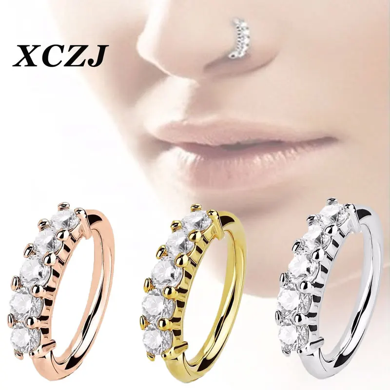 Nose Ring for Girl Women Boy Body Jewelry Fine Studs Zircon Septum Ear Piercing Stainless Steel |