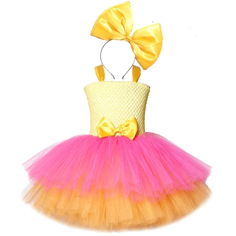 Layers Lol Surprise Girls Tutu Dress with Big Bow Headband Lol Doll Costumes for Girl Kids Christmas Holiday Dresses New Year